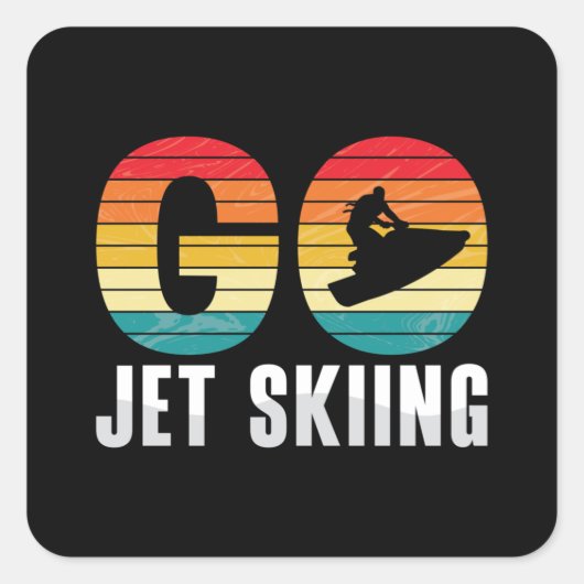 Go Jet Ski Jet Ski Jet Ski Rider Retro Jetski Quadratischer Aufkleber (Vorderseite)