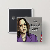 Go Kamala 2024 US-Präsidentschaftswahl Button (Vorne & Hinten)