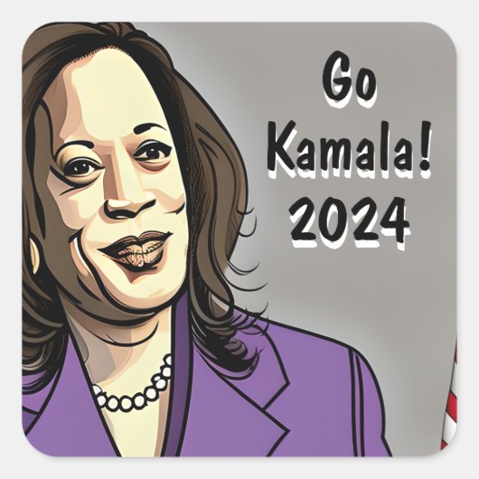 Go Kamala 2024 US-Präsidentschaftswahl Quadratischer Aufkleber (Vorderseite)
