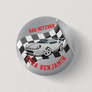 Go-Kart Auto Racing Bar Mitzvah Button