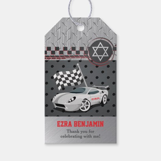 Go-Kart-Autofahren Bar Mitzvah Geschenkanhänger (Vorderseite)