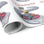 Go-Kart Birthday Bash Geschenkpapier (Rolleneckpunkt)