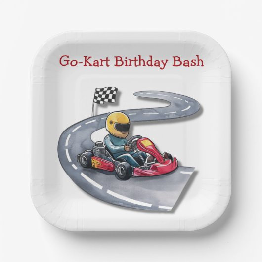 Go-Kart Birthday Bash Pappteller (Vorderseite)