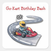 Go-Kart Birthday Bash Quadratischer Aufkleber (Vorderseite)