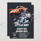 Go Kart Birthday Einladung (Vorne/Hinten)