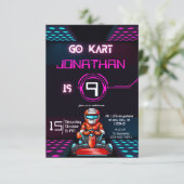 Go Kart Birthday Einladung (Stehend Vorderseite)