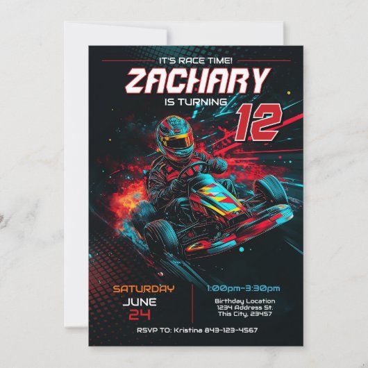 Go Kart Birthday Einladung | Einladung (Vorderseite)