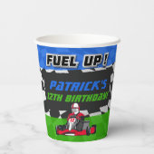 Go Kart Birthday Party Checked Pappbecher (Rückseite)