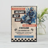 Go Kart Birthday Party Einladung (Stehend Vorderseite)