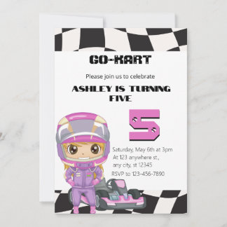 GO-KART Girly Five zum Geburtstag | Jegliches Mädc Einladung