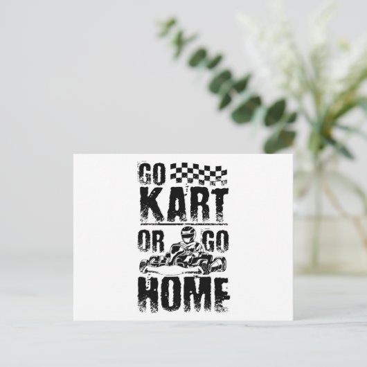 Go Kart Home Postkarte (Stehend Vorderseite)