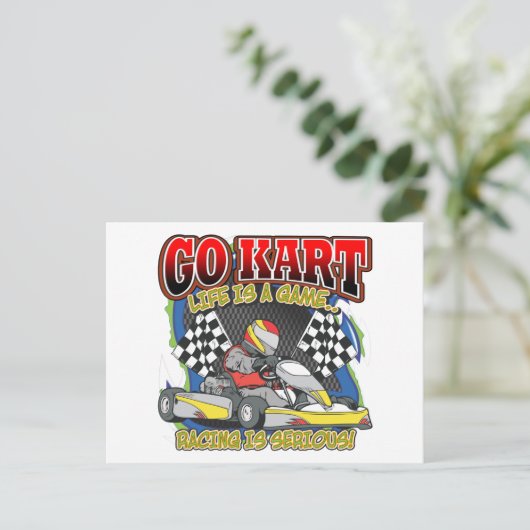 Go Kart Life Postkarte (Stehend Vorderseite)