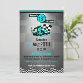 Go-Kart-Party Einladung - Blue Speed Racer (Stehend Vorderseite)