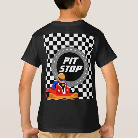 Go Kart Party Pit Stopp Kinderhemd T-Shirt (Rückseite)