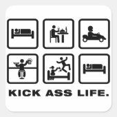 Go-Kart Quadratischer Aufkleber (Vorderseite)