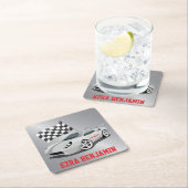 Go-Kart Race Car Racing Bar Mitzvah Rechteckiger Pappuntersetzer (Vor Ort)