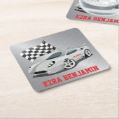 Go-Kart Race Car Racing Bar Mitzvah Rechteckiger Pappuntersetzer (angewinkelt)