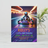 Go Kart Racing Birthday Einladung (Stehend Vorderseite)