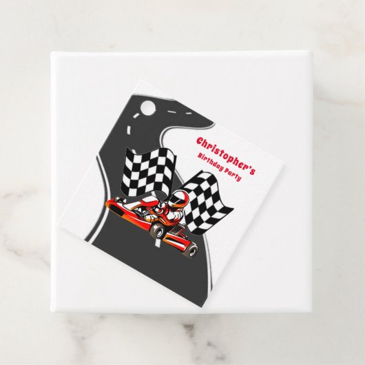 Go Kart Racing Boy Birthday Party Geschenkanhänger (Beispiel)