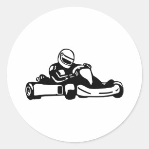 Go Kart Racing Runder Aufkleber