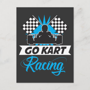 Go Kart Racing Silhouette Flag Goal Gewinner Postkarte