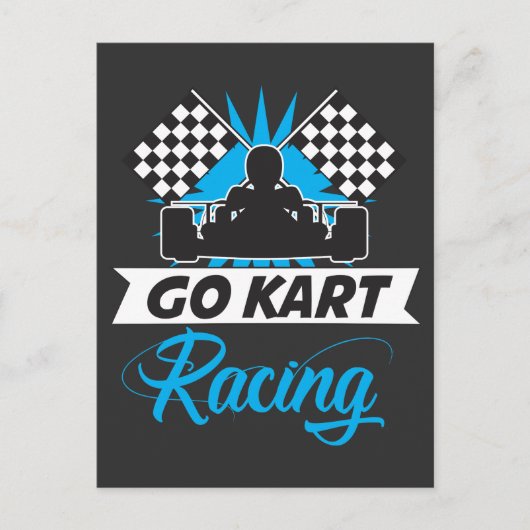 Go Kart Racing Silhouette Flag Goal Gewinner Postkarte (Vorderseite)