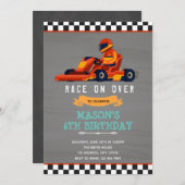 Go kart Rennwagen Geburtstag Einladung (Vorne/Hinten)