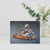 Go-Kart-Treiber für Postcard Motor Racing Postkarte (Stehend Vorderseite)