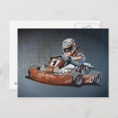 Go-Kart-Treiber für Postcard Motor Racing Postkarte (Vorne/Hinten)