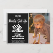 Go Karting, Racing Car Junge Foto Geburtstag Einladung (Vorderseite)