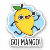 Go Mango Funny Running Mango Pun Aufkleber (Vorderseite)