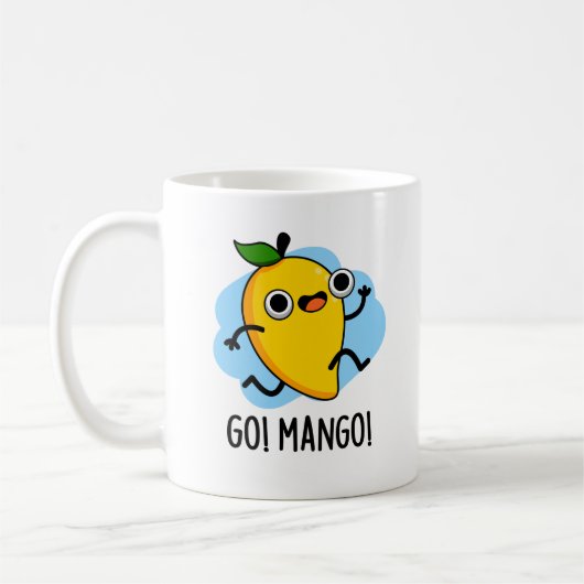 Go Mango Funny Running Mango Pun Kaffeetasse (Links)