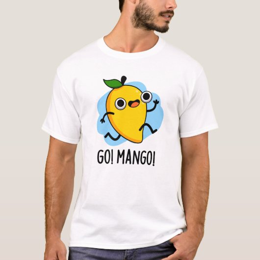 Go Mango Funny Running Mango Pun T-Shirt (Vorderseite)