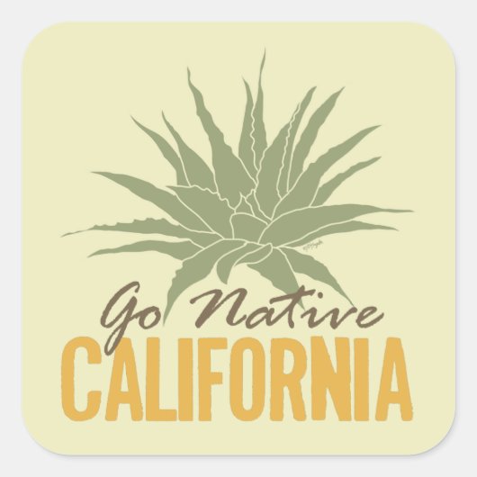 Go Native California Quadratischer Aufkleber (Vorderseite)