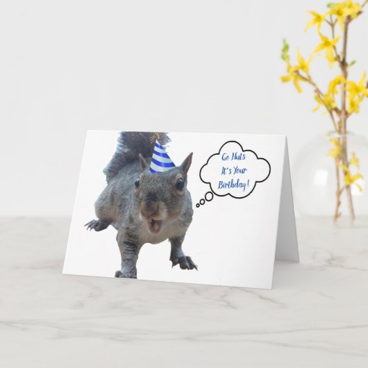 Go Nuts Party Squirrel Birthday Card Karte (Gelbe Blume)