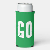 GO oder STOP. Witziges Zitat. Rot und Grün Selters Dosenkühler (Seltzer Vorderseite)