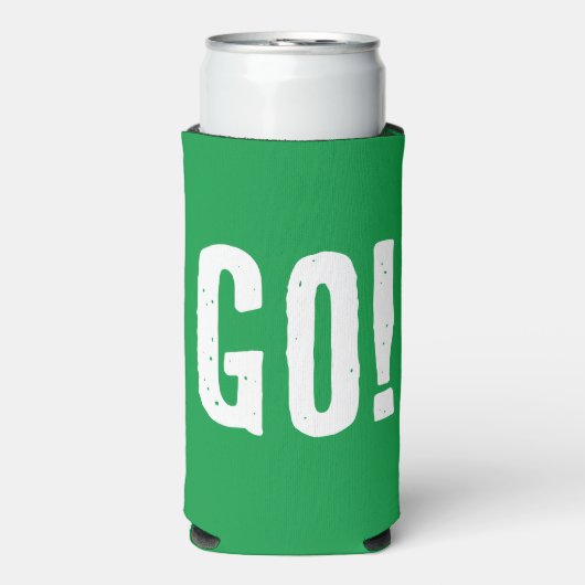 GO! ODER STOPP! Witziges Zitat. Rot und Grün Selters Dosenkühler (Seltzer Vorderseite)