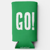 GO! ODER STOPP! Witziges Zitat. Rot und Grün Selters Dosenkühler (Vorderseite)