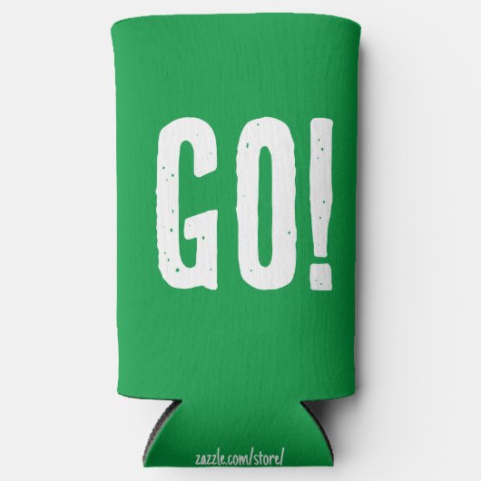 GO! ODER STOPP! Witziges Zitat. Rot und Grün Selters Dosenkühler (Vorderseite)