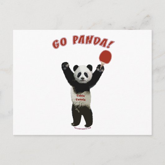 Go Panda Ping Pong Postkarte (Vorderseite)