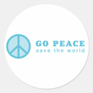 Go Peace (blau) Runder Aufkleber