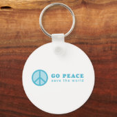 Go Peace (blau) Schlüsselanhänger (Vorderseite)