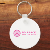 Go Peace (rosa) Schlüsselanhänger (Vorderseite)
