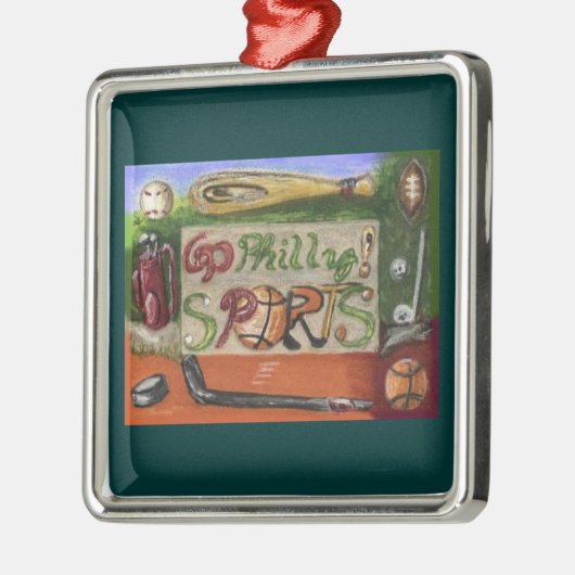 Go Philly Sports Square Ornament Aus Metall (Links)