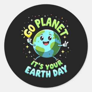 Go Planet Ihre Erde Tag 2025 Lehrer Kinder Gir Runder Aufkleber