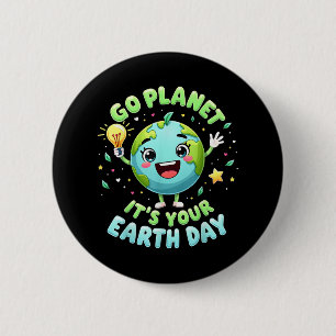 Go Planet Ihre Erde Tag 2025 Lehrer Kinder Junge Button