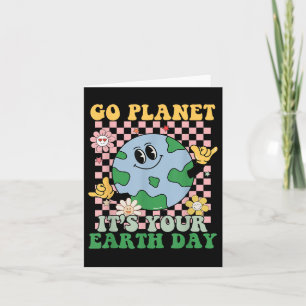 Go Planet Ihre Erde Tag Frieden Groovy Kinder Jung Karte