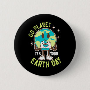 Go Planet Ihre Erde Tag Niedlich Kawaii Earth Boy Button