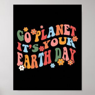 Go Planet Ihre Erde Tag Retro Groovy Poster