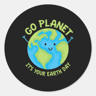 Go Planet sein Geburtstag Niedlicher Erde Tag Gesi Runder Aufkleber